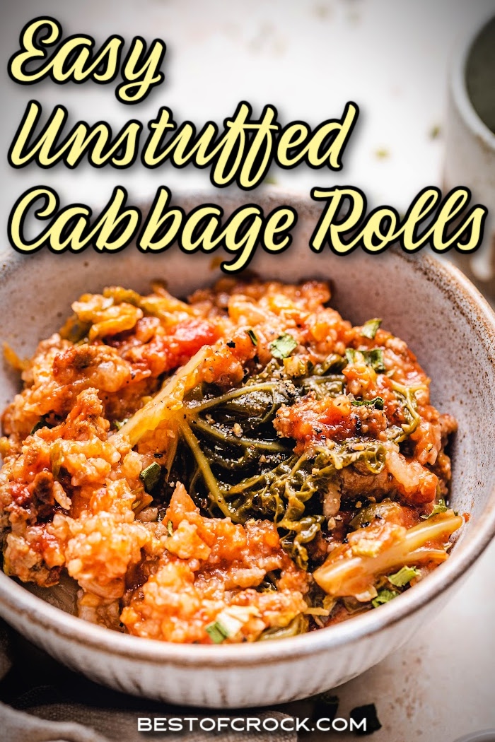 Crockpots make enjoying unstuffed cabbage rolls so much easier. This is an easy crockpot recipe that provides a healthy dinner for the whole family. Healthy Crockpot Recipes | Family Dinner Recipes | Crockpot Cabbage Recipes | Healthy Cabbage Recipes | Crockpot Lunch Recipes | Party Recipes | Crockpot Recipes for a Crowd | Recipes with Cabbage | Vegetable Recipes