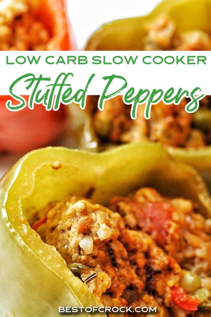 Low carb slow cooker stuffed peppers make the perfect crockpot recipe for your healthy diet that you can toss together with little effort. Stuffed Peppers with Cauliflower Rice | Low Carb Stuffed peppers Crockpot | Healthy Stuffed Peppers | Low Carb Crockpot Recipes | Crockpot Recipes with Beef | Low Carb Beef Recipes | Keto Crockpot Recipes | Keto Ground Beef Recipes