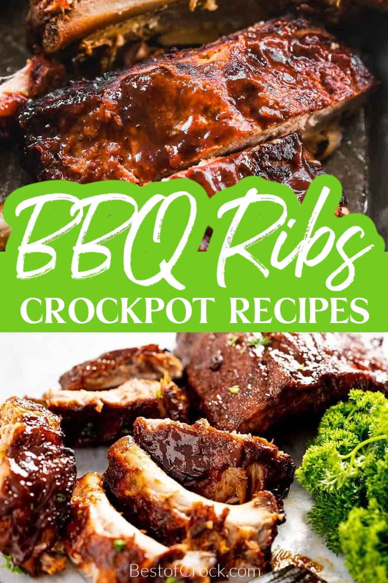 These slow cooker BBQ ribs are so delicious and tender. With how easy they are to make, you can fix it and forget it and have dinner waiting for you. Crockpot BBQ Ribs Boneless | Easy Crockpot Recipes | Easy Dinner Recipes | Crockpot Recipes with Pork| Dinner Recipes with Pork via @bestofcrock
