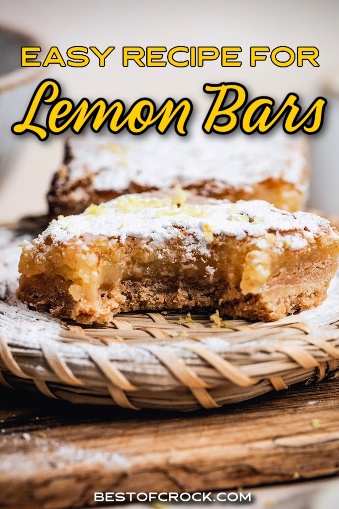 An easy lemon bars recipe for 9x13 pan fits right in as a spring dessert or summer party snack recipe. Easy Dessert Recipes | Lemon Dessert Recipes | Dessert Recipes with Lemon | Desserts with Fresh Fruit | Summer Dessert Recipes | Spring Dessert Recipes | Snacks for Summer | Snacks for Spring | Pool Party Dessert Recipes | Summer Party Dessert Recipes via @bestofcrock