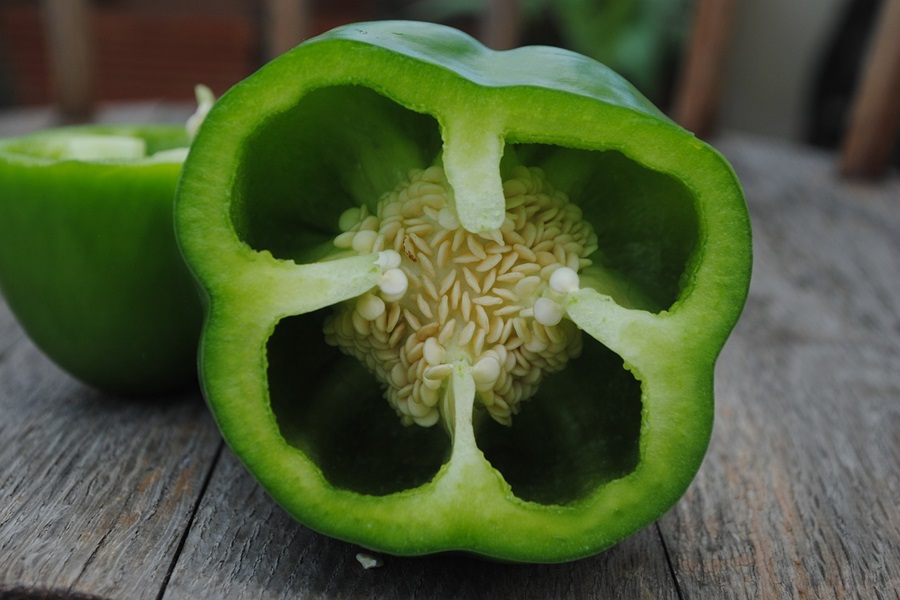 How to Make Stuffed Bell Peppers Inside of a Green Bell Pepper with the Placenta Still Inside