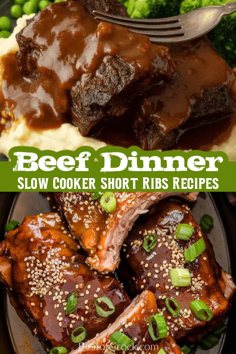 These delicious slow cooker short ribs recipes are not only filled with so much flavor, but they also make the ultimate comfort food. Crockpot Ribs Recipes | Crockpot Recipes with Beef | Wine Braised Crockpot Recipes | Crockpot Recipes with Red Wine | Beef Dinner Recipes | Dinner Party Recipes | Slow Cooker Beef Recipes | Slow Cooker Ribs Recipes | Crockpot Recipes for Summer | Summer Slow Cooker Recipes via @bestofcrock