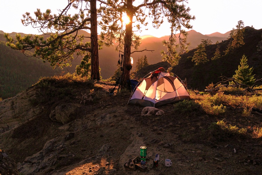 Cast Iron Cooking Recipes a Tent at a Campsite During Sunrise