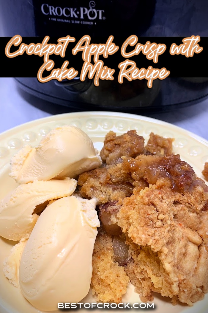 Making an apple crisp is easier when you use this easy crockpot apple crisp with cake mix recipe that is filled with flavor. Slow Cooker Apple Crisp Recipe | Crockpot Dessert Recipe | Slow Cooker Dessert Recipe | Crockpot Recipes with Apples | Apple Crisp without Oats | Cake Mix Apple Crisp via @bestofcrock