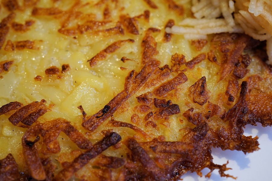 Veggie Hashbrown Casserole Breakfast Recipes Close Up of Shredded Cooked Hashbrowns