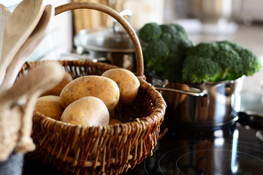 Veggie Hashbrown Casserole Breakfast Recipes a Basket of Potatoes Sitting on a Counter Top in a Kitchen