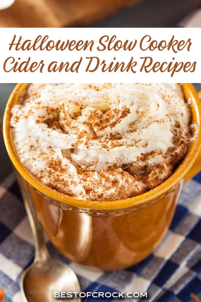 Try one of these easy Halloween slow cooker cider recipes to make your Halloween even more festive! Crockpot Drink Recipes| Fall Crockpot Drink Recipes | Slow Cooker Drink Recipes for Halloween | Crockpot Apple Cider Ideas | Halloween Drinks with Alcohol | Spooky Halloween Drink Recipes via @bestofcrock