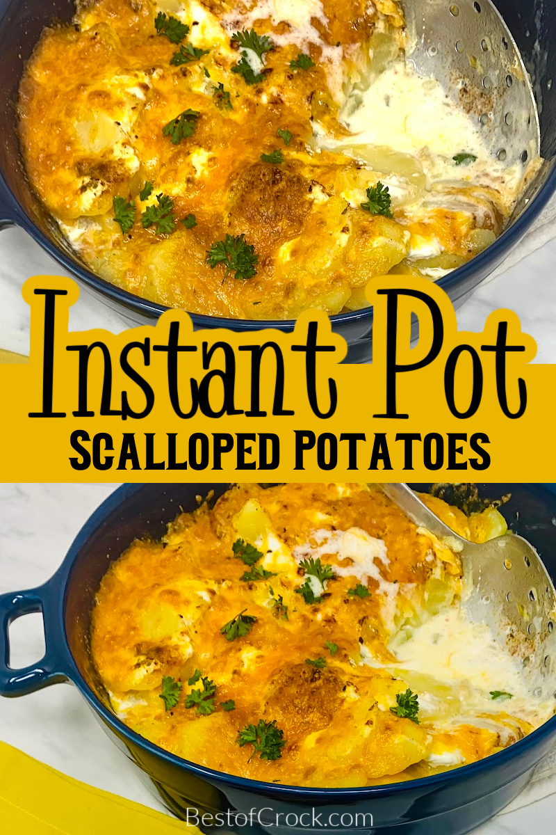 Instant Pot side dish recipes help make putting together a family dinner easier and this Instant Pot sour cream scalloped potatoes recipe will help for sure! Instant Pot Scalloped Potatoes with Sour Cream | Instant Pot Cheesy Potatoes | Instant Pot Side Dish Recipes | How to Make Scalloped Potatoes | Instant Pot BBQ Recipes | Instant Pot Potato Recipes | Party Side Dish Recipes via @bestofcrock