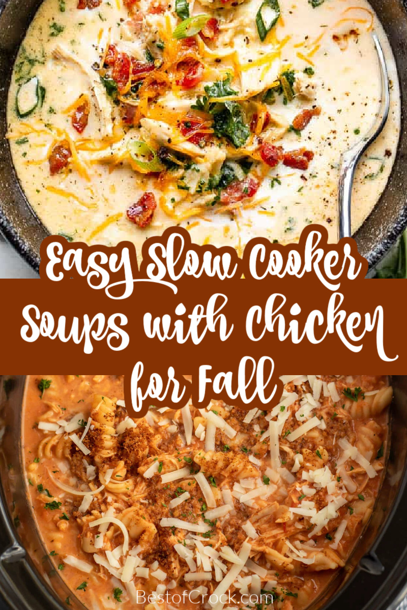 Easy slow cooker soups with chicken for fall make for some amazing comfort food recipes or fall dinner party appetizers. Fall Soup Recipes | Chicken Soup Recipes | Soup Recipes with Chicken | Fall Dinner Party Recipes | Fall Dinner Recipes | Meal Prep Recipes | Crockpot Soup Recipes | Crockpot Soups with Chicken | Homemade Soup Recipes | Healthy Crockpot Recipes | Healthy Slow Cooker Recipes via @bestofcrock