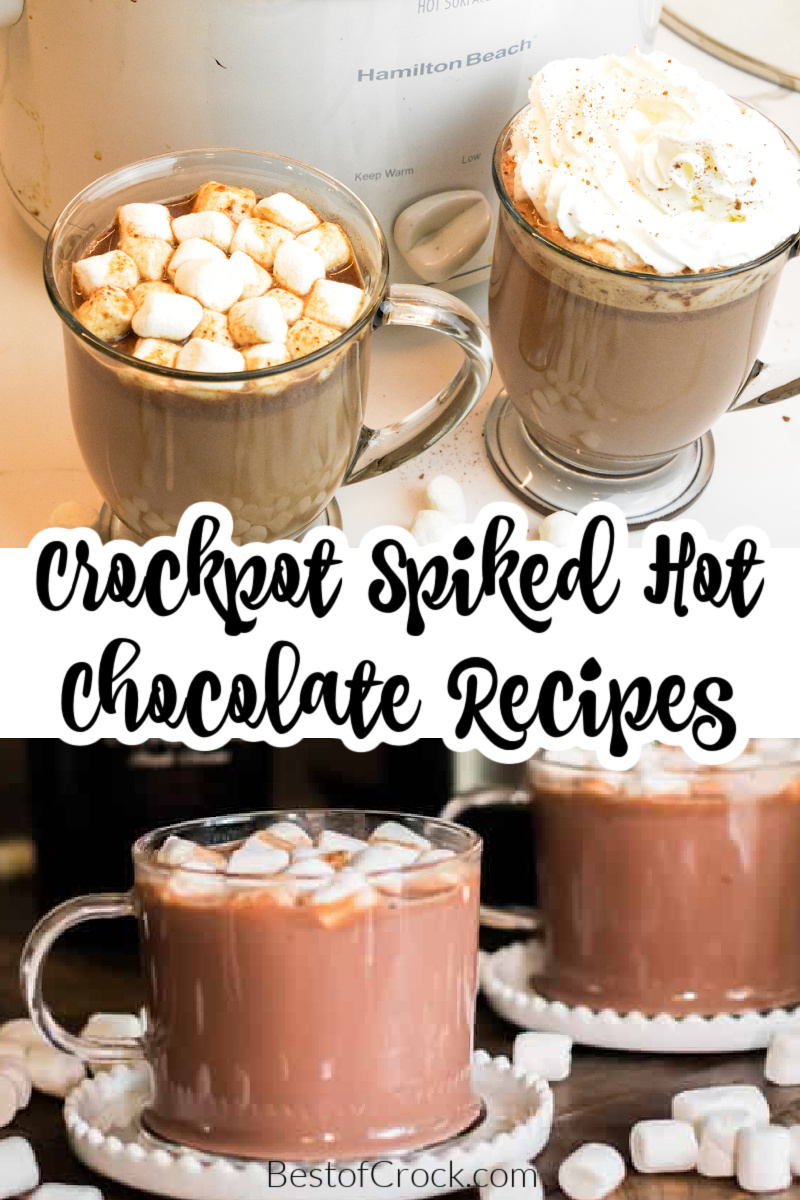 Crockpot spiked hot chocolate recipes help make classic hot chocolate even more enjoyable for adults and more fun to enjoy during holiday gatherings. Spiked Peppermint Hot Chocolate Crockpot | Spiked White Hot Chocolate Crockpot | Holiday Party Drinks | Hot Chocolate Slow Cooker Cocktail Recipes | Spiked Mexican Hot Chocolate Crockpot | Holiday Party Recipes | Holiday Drinks for Adults | Christmas Party Recipes via @bestofcrock