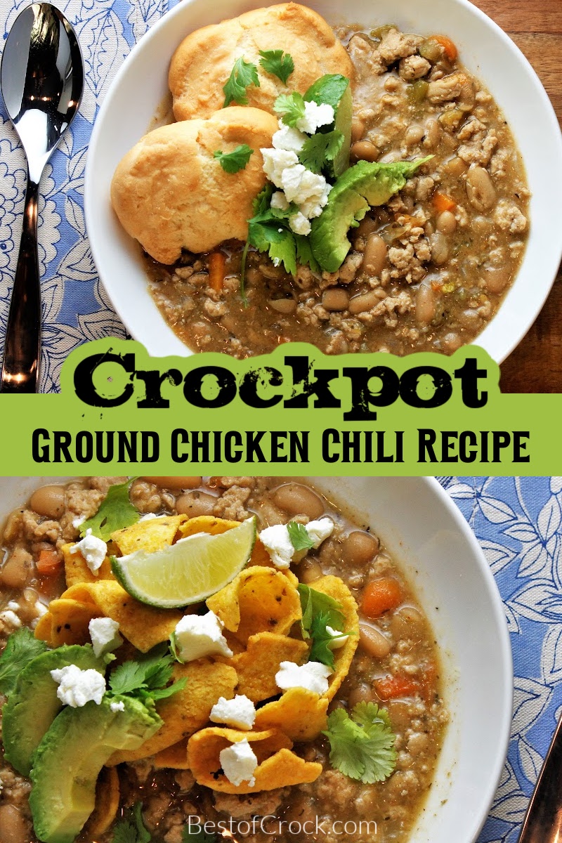 This crockpot ground chicken chili recipe is easy to make and low in fat, making it perfect for a healthy diet. Friends and family are sure to enjoy this homemade chili recipe, too! Slow Cooker Chicken Chili | Crockpot White Chicken Chili | Homemade Chili Recipe | Homemade Chili with Chicken | How to Make Chili in a Crockpot | Crockpot Dinner Recipes | Slow Cooker Comfort Food Recipes | Crockpot Recipes with Chicken via @bestofcrock