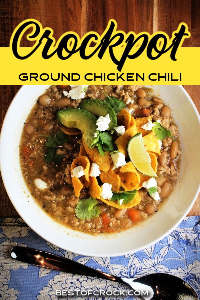 This crockpot ground chicken chili recipe is easy to make and low in fat, making it perfect for a healthy diet. Friends and family are sure to enjoy this homemade chili recipe, too! Slow Cooker Chicken Chili | Crockpot White Chicken Chili | Homemade Chili Recipe | Homemade Chili with Chicken | How to Make Chili in a Crockpot | Crockpot Dinner Recipes | Slow Cooker Comfort Food Recipes | Crockpot Recipes with Chicken via @bestofcrock