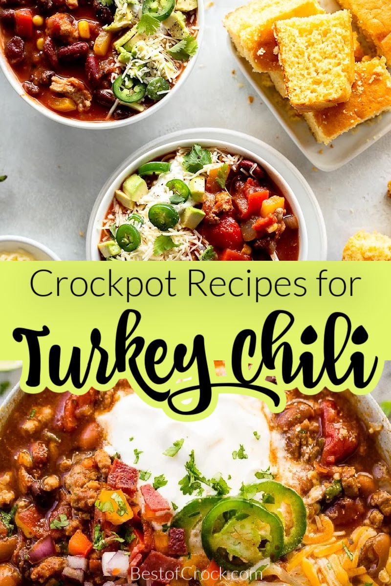 Making healthy chili recipes is easier with these crockpot turkey chili recipes that are filled with flavor and easy to make any night of the week! Crockpot Turkey Chili Healthy | Healthy Crockpot Recipes | Chili Slow Cooker Recipe | Crockpot Recipes with Turkey | Turkey Slow Cooker Recipes | Crockpot Turkey Chili No Beans via @bestofcrock