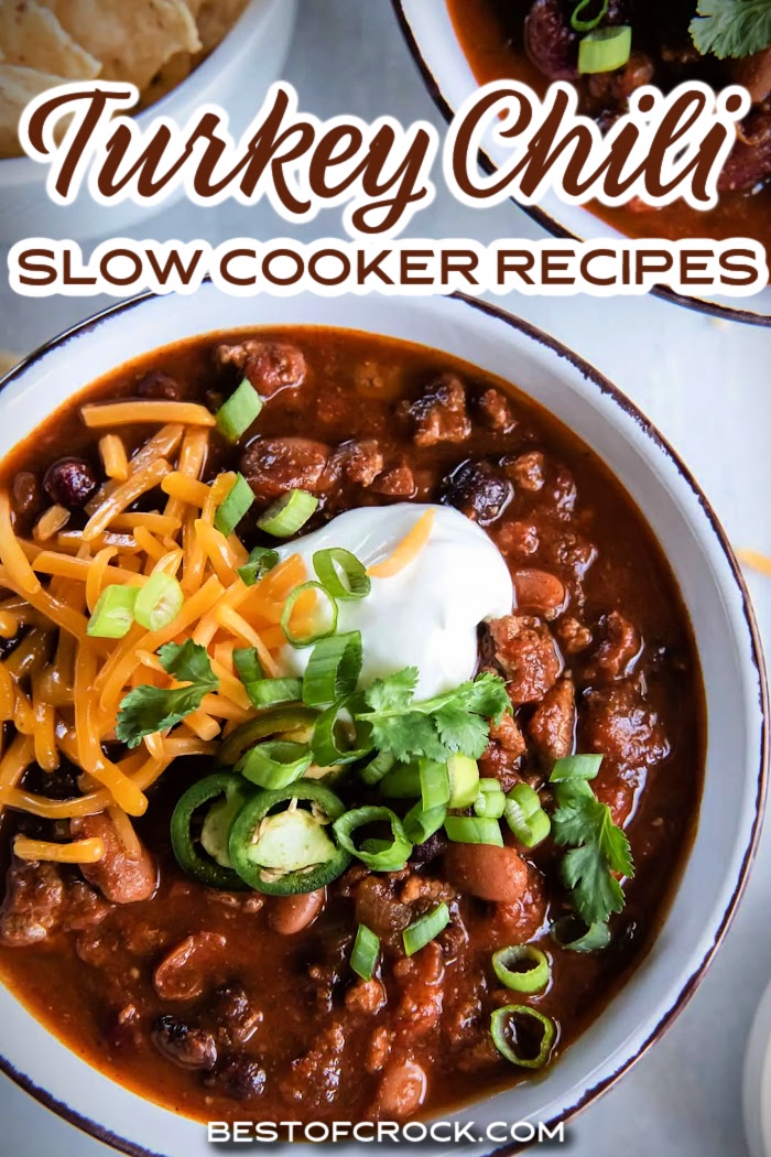 Making healthy chili recipes is easier with these crockpot turkey chili recipes that are filled with flavor and easy to make any night of the week! Crockpot Turkey Chili Healthy | Healthy Crockpot Recipes | Chili Slow Cooker Recipe | Crockpot Recipes with Turkey | Turkey Slow Cooker Recipes | Crockpot Turkey Chili No Beans via @bestofcrock