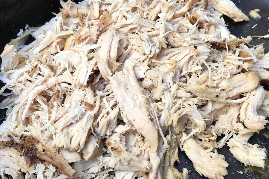 Chicken Tacos Crockpot Recipe Close Up of Shredded Chicken