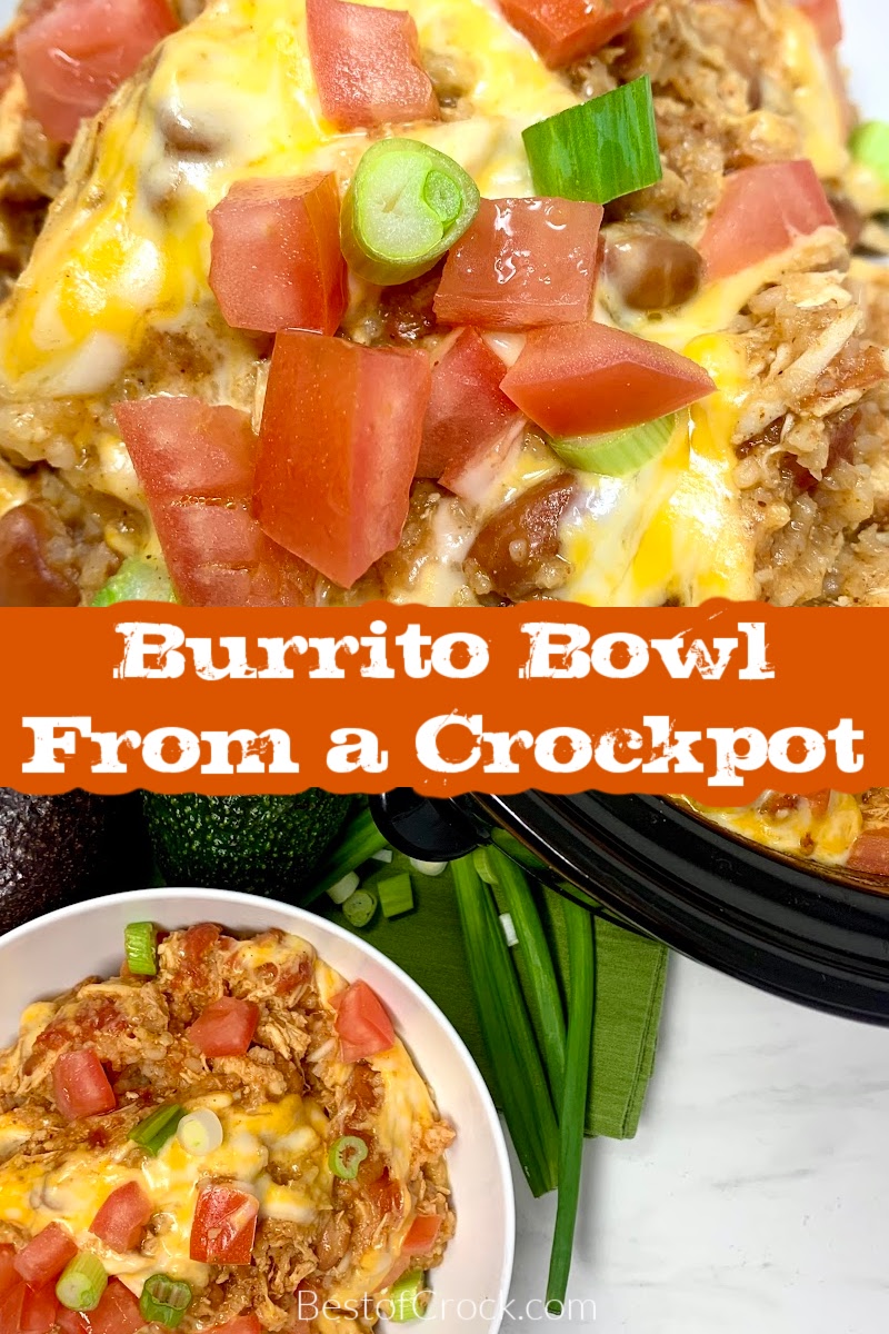 This easy crockpot chicken and rice burrito bowl recipe is a delicious dinner recipe that the entire family will enjoy. Crockpot Chicken Recipes | Crockpot Burritos | Slow Cooker Dinner Recipes | Delicious Dinner Recipes | Crockpot Meal Planning | Crockpot Recipes with Chicken | Slow Cooker Chicken Bowl | Burrito Bowls Slow Cooker | Chicken and Rice Crockpot | Slow Cooker Mexican Chicken via @bestofcrock
