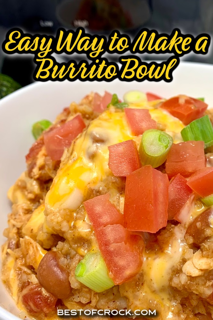 This easy crockpot chicken and rice burrito bowl recipe is a delicious dinner recipe that the entire family will enjoy. Crockpot Chicken Recipes | Crockpot Burritos | Slow Cooker Dinner Recipes | Delicious Dinner Recipes | Crockpot Meal Planning | Crockpot Recipes with Chicken | Slow Cooker Chicken Bowl | Burrito Bowls Slow Cooker | Chicken and Rice Crockpot | Slow Cooker Mexican Chicken via @bestofcrock