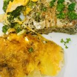 Easy Instant Scalloped Potatoes a Plate of Pork Chops with a Side of Scalloped Potatoes