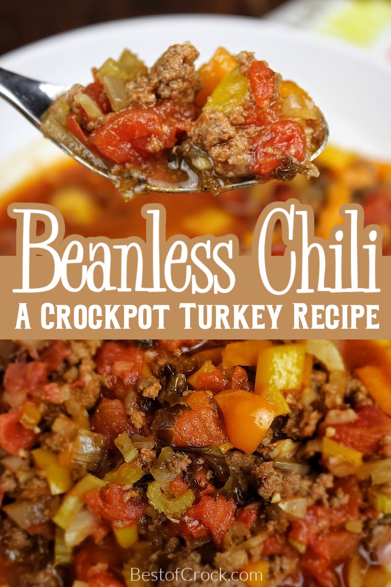You can easily make the best crockpot turkey chili without beans and it will become a family-favorite crockpot recipe for lunch or dinner. Crockpot Turkey Chili No Beans | Crockpot Recipes for Two | Easy Slow Cooker Recipes | Crockpot Soup Recipes | Crockpot Dinner Recipes | Slow Cooker Recipes with Turkey | Summer Dinner Recipes | Recipes for Kids via @bestofcrock