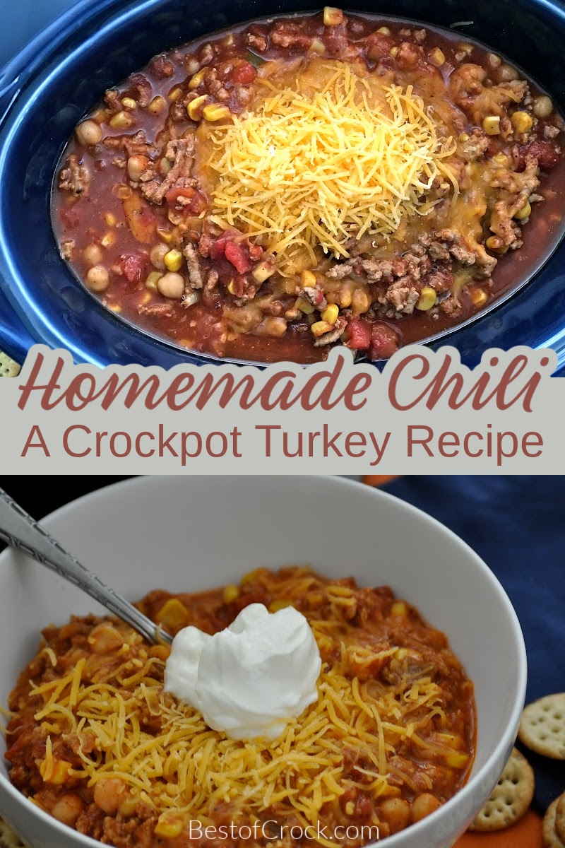 Crockpot turkey chili with pinto beans is an easy and healthy slow cooker dinner! Save time in the kitchen and add this crockpot dinner recipe to your meal planning. Healthy Crockpot Turkey Chili | Crockpot Recipes with Turkey | Ground Turkey Recipes Slow Cooker | Slow Cooker Chili Recipe | Crockpot Dinner Recipes via @bestofcrock