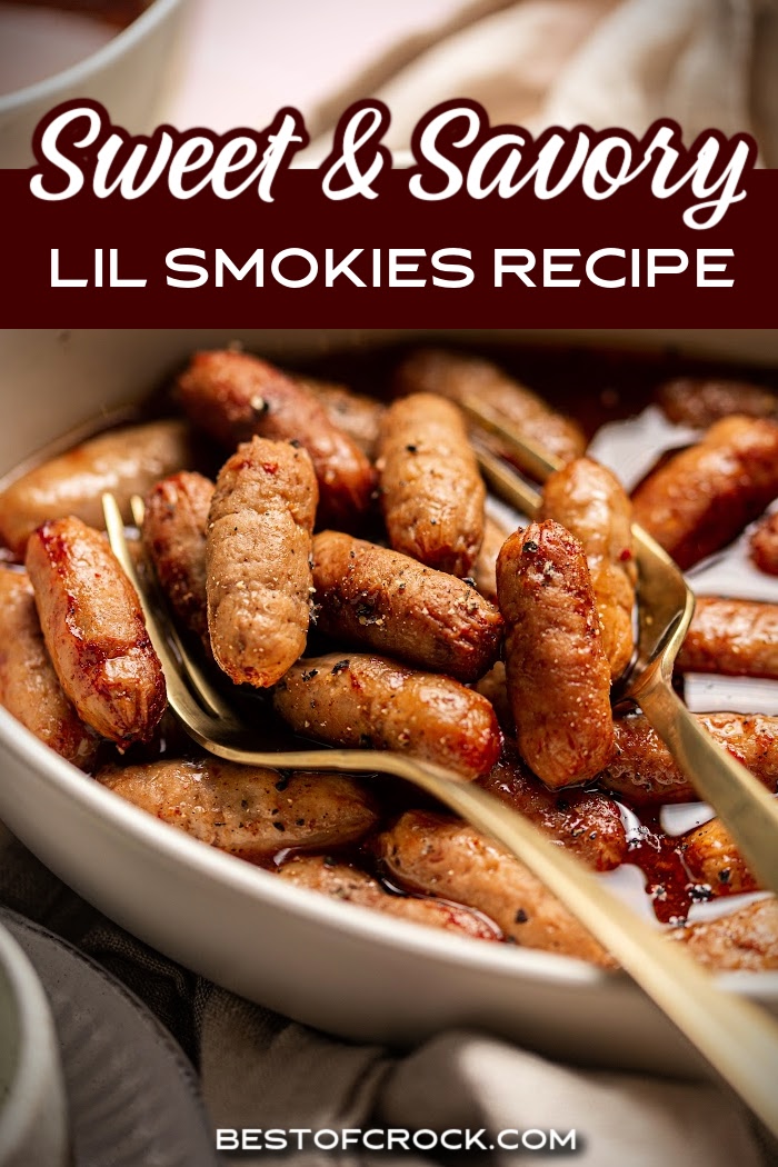 A lil smokies recipe with grape jelly and BBQ sauce is the perfect party recipe for any occasion, even for large crowds. Crockpot Party Recipes | Crockpot Appetizers | Crockpot Cocktail Weenies | Slow Cooker Little Smokies Recipes | Cocktail Weenie Recipes | Crockpot BBQ Recipes | Crockpot Recipes for Holiday Parties | Game Day Recipes | Game Day Slow Cooker Recipes | Party Appetizer Recipes | Crockpot Finger Foods | Slow Cooker Little Smokies with Bacon